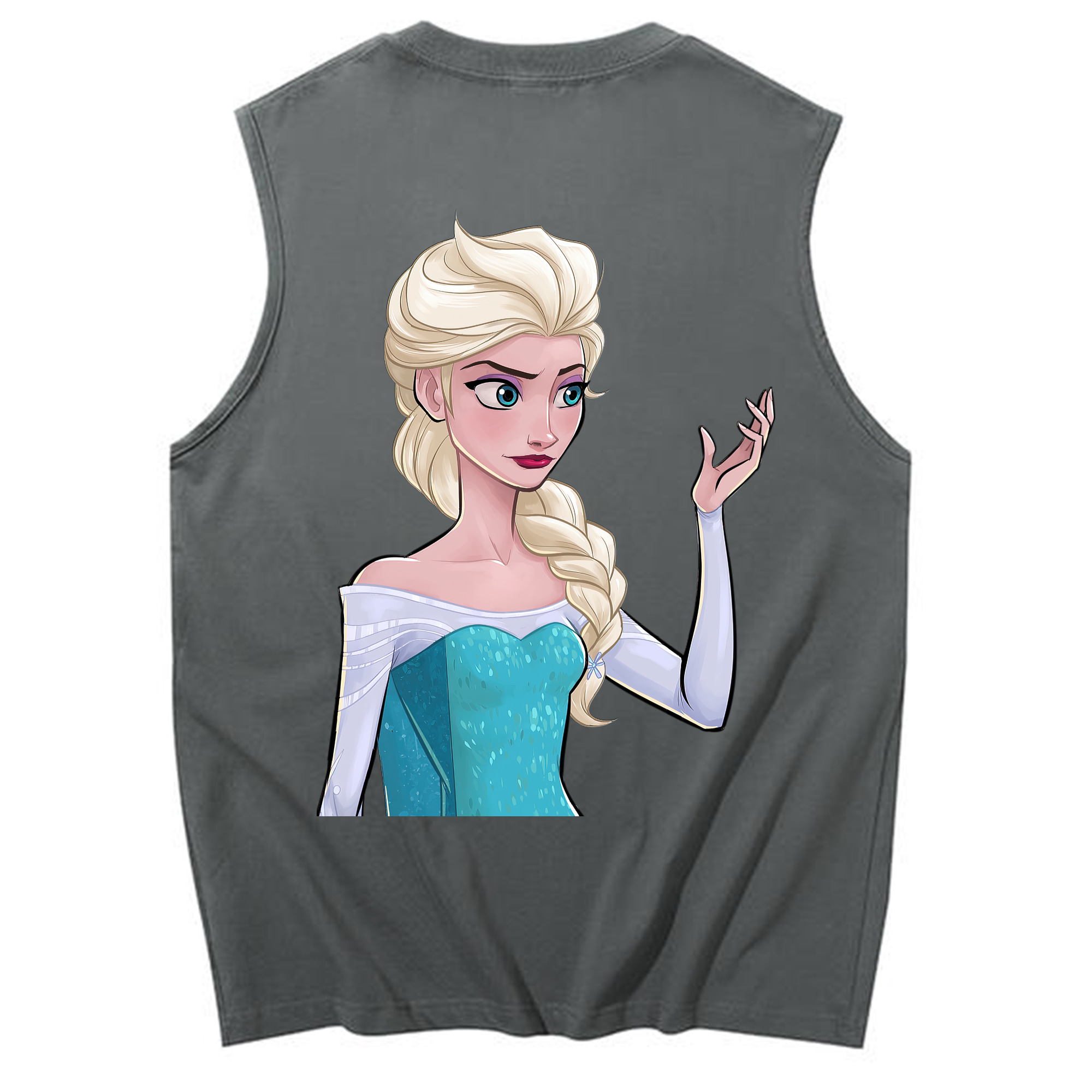 （画像用） アナと雪の女王 アンナ エルサ Frozen Anna Elsa コットン100％タンクトップ（背面プリント）